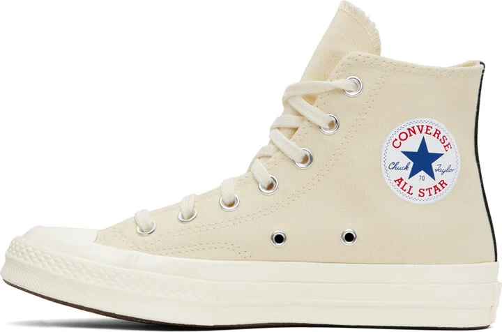 COMME des GARÇONS PLAY Off-White Converse Edition PLAY Chuck 70 High Top Sneakers - Image 3