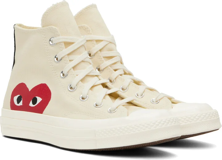 COMME des GARÇONS PLAY Off-White Converse Edition PLAY Chuck 70 High Top Sneakers - Image 4