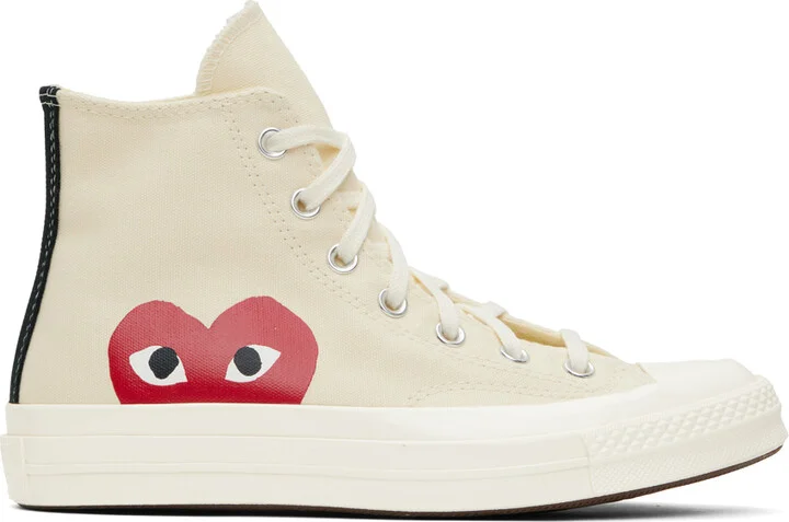 COMME des GARÇONS PLAY Off-White Converse Edition PLAY Chuck 70 High Top Sneakers
