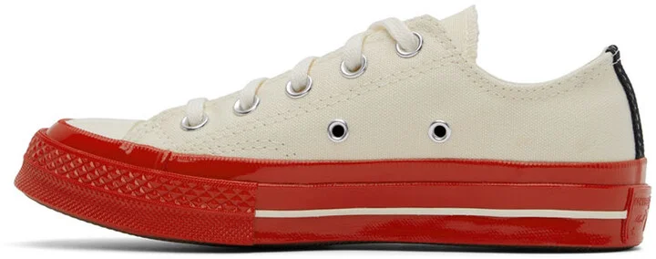 COMME des GARÇONS PLAY Off-White & Red Converse Edition Chuck 70 Low-Top Sneakers - Image 3