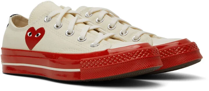 COMME des GARÇONS PLAY Off-White & Red Converse Edition Chuck 70 Low-Top Sneakers - Image 4