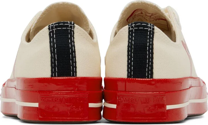 COMME des GARÇONS PLAY Off-White & Red Converse Edition Chuck 70 Sneakers - Image 2