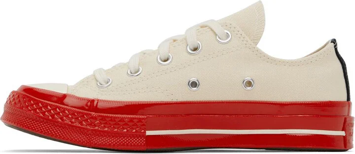 COMME des GARÇONS PLAY Off-White & Red Converse Edition Chuck 70 Sneakers - Image 3