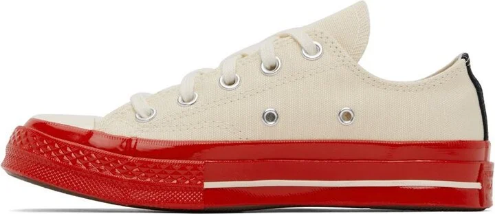 COMME des GARÇONS PLAY Off-White & Red Converse Edition Chuck 70 Sneakers - Image 3