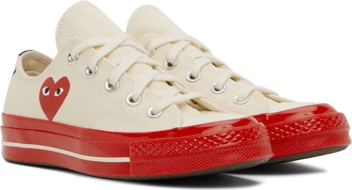 COMME des GARÇONS PLAY Off-White & Red Converse Edition Chuck 70 Sneakers - Image 4