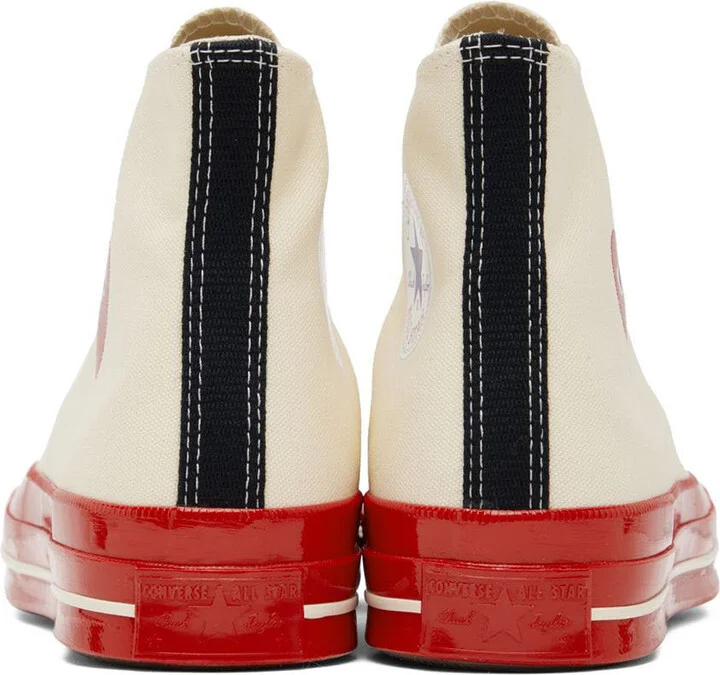 COMME des GARÇONS PLAY Off-White & Red Converse Edition Chuck 70 Sneakers - Image 2