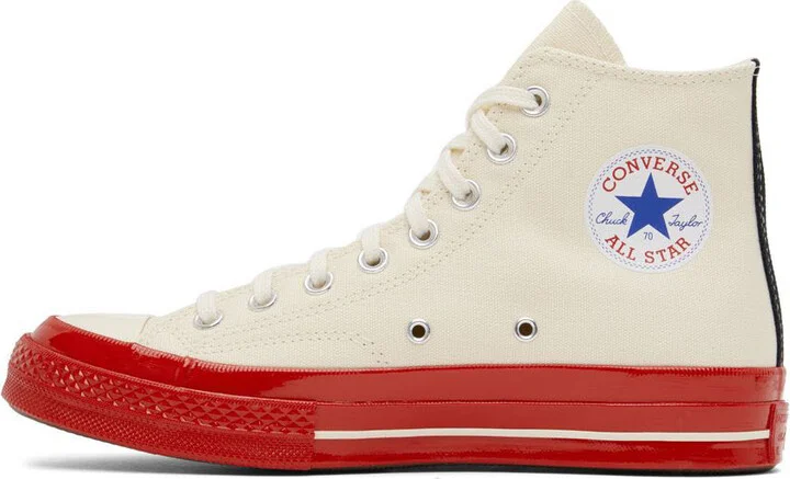 COMME des GARÇONS PLAY Off-White & Red Converse Edition Chuck 70 Sneakers - Image 3