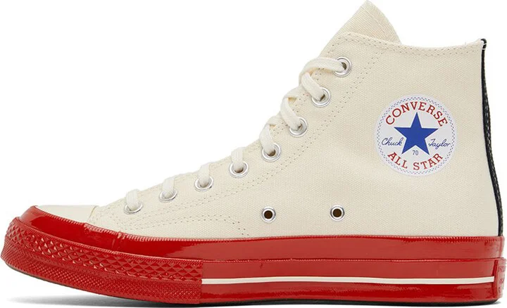 COMME des GARÇONS PLAY Off-White & Red Converse Edition Chuck 70 Sneakers - Image 3