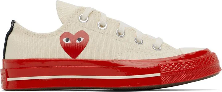 COMME des GARÇONS PLAY Off-White & Red Converse Edition Chuck 70 Sneakers