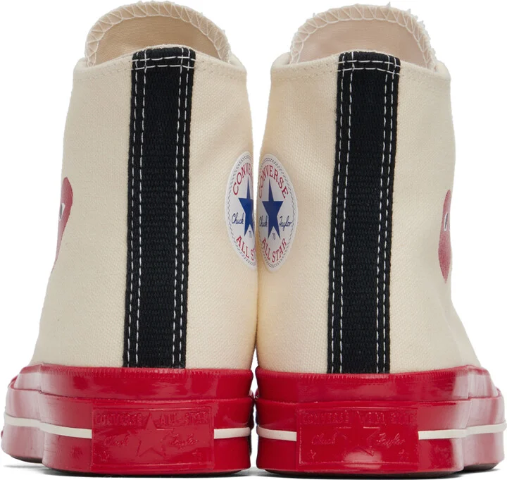 COMME des GARÇONS PLAY Off-White & Red Converse Edition PLAY Chuck 70 High-Top Sneakers - Image 2