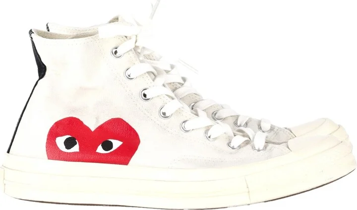 Comme Des Garçons Play x Converse Chuck 70 High-Top Red Heart Sneakers in White Cotton