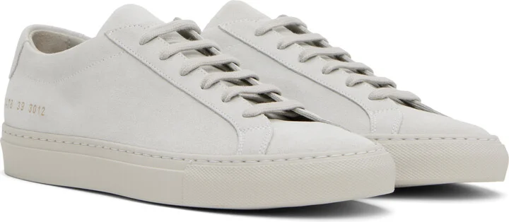 Common Projects Beige Achilles Tonal Suede Sneakers - Image 4