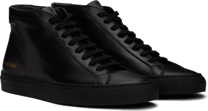 Common Projects Black Achilles Mid Sneakers - Image 4