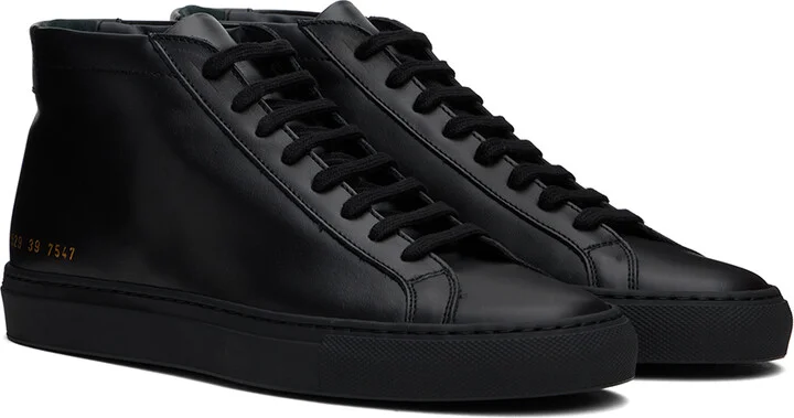 Common Projects Black Achilles Mid Sneakers - Image 4