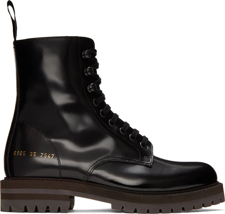 Common Projects Black Combat Ankle Boots