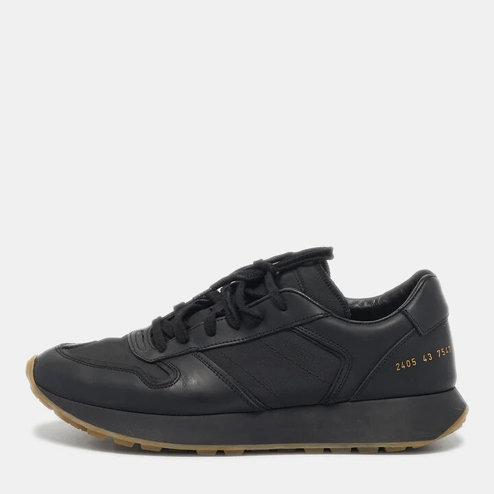 Common Projects Black Leather and Rubber Track 76 Sneakers Size 43