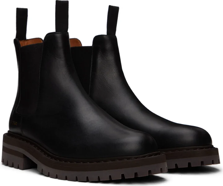 Common Projects Black Leather Chelsea Boots - Image 4