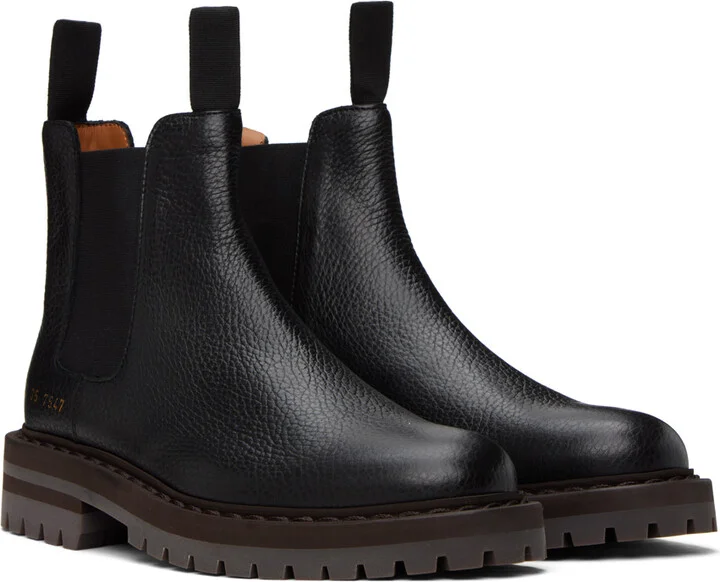 Common Projects Black Leather Chelsea Boots - Image 4