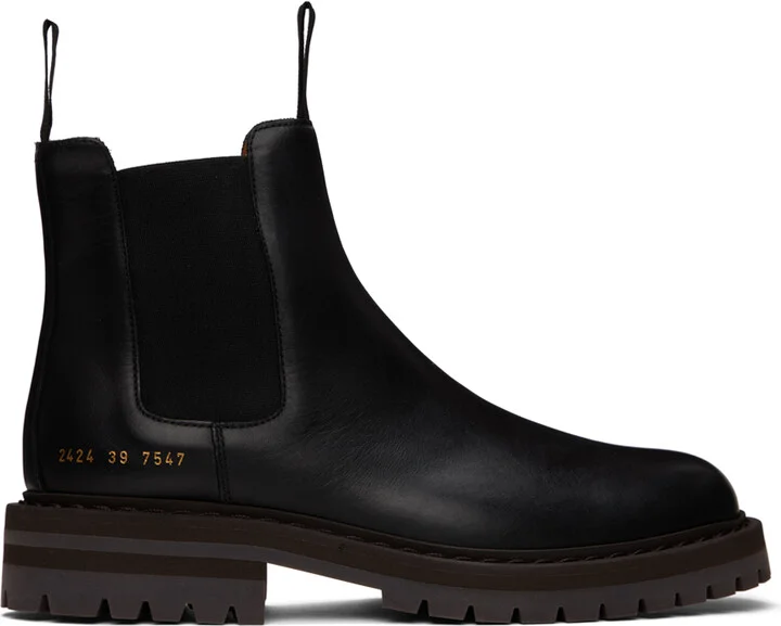 Common Projects Black Leather Chelsea Boots