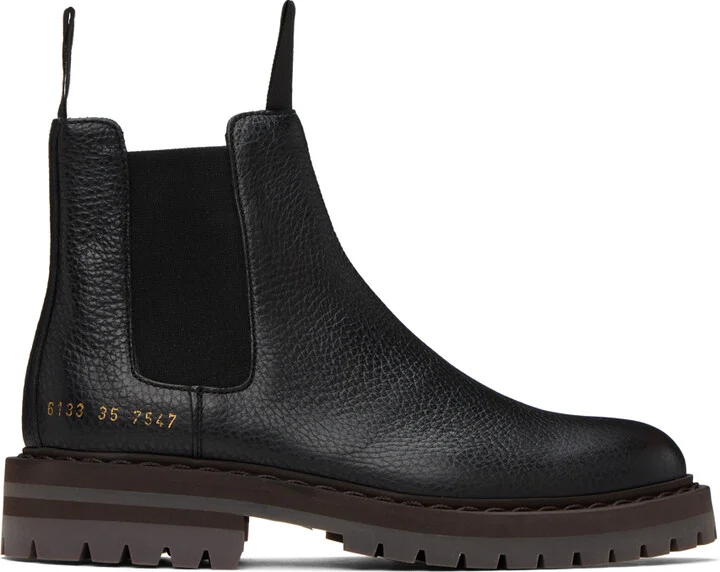Common Projects Black Leather Chelsea Boots