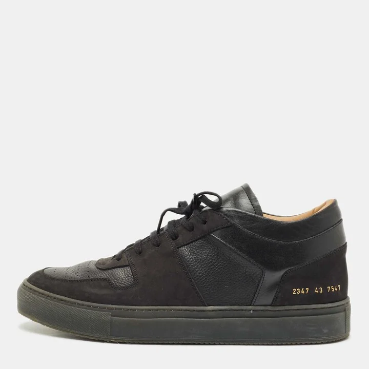 Common Projects Black Leather High Top Sneakers Size 43