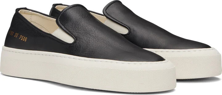 Common Projects Black Leather Slip-on Sneakers - Image 4