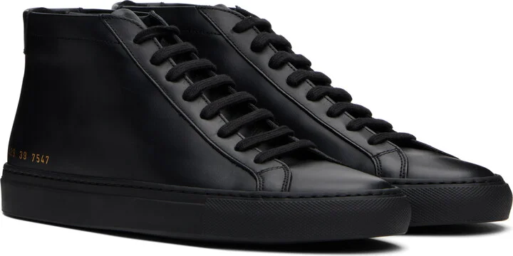 Common Projects Black Original Achilles Mid Sneakers - Image 4