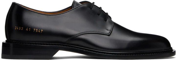 Common Projects Black Polished Leather Derbys