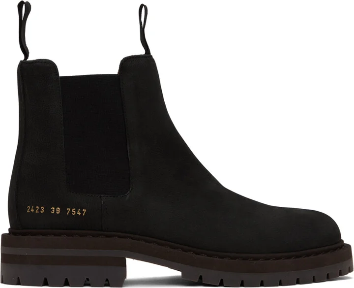 Common Projects Black Suede Chelsea Boots