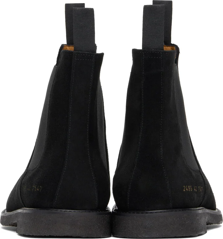 Common Projects Black Waxed Suede Chelsea Boots - Image 2