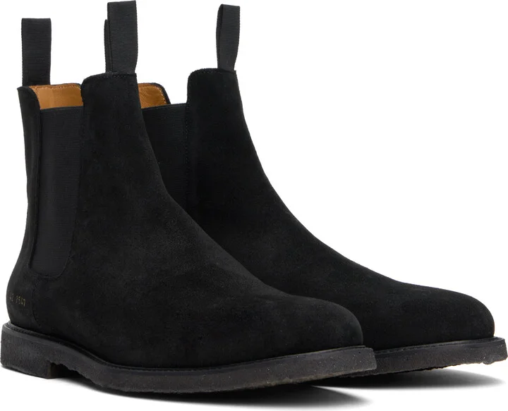 Common Projects Black Waxed Suede Chelsea Boots - Image 4