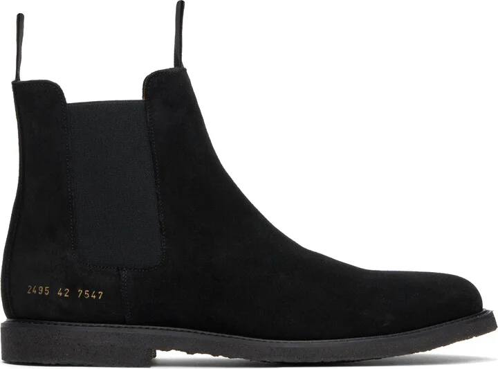 Common Projects Black Waxed Suede Chelsea Boots