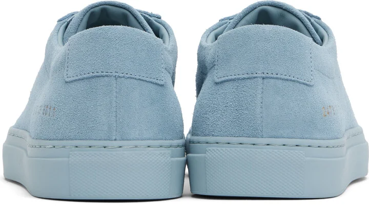 Common Projects Blue Achilles Tonal Suede Sneakers - Image 2