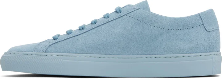 Common Projects Blue Achilles Tonal Suede Sneakers - Image 3