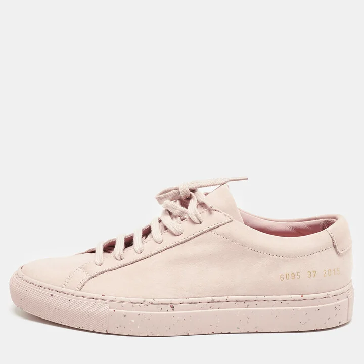 Common Projects Blush Pink Nubuck Leather Achilles Low Top Sneakers Size 37
