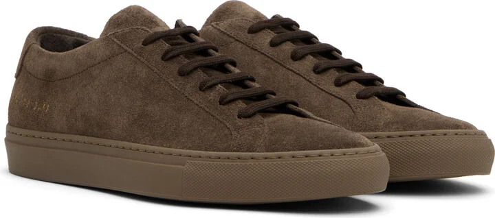 Common Projects Brown Achilles Tonal Suede Sneakers - Image 4