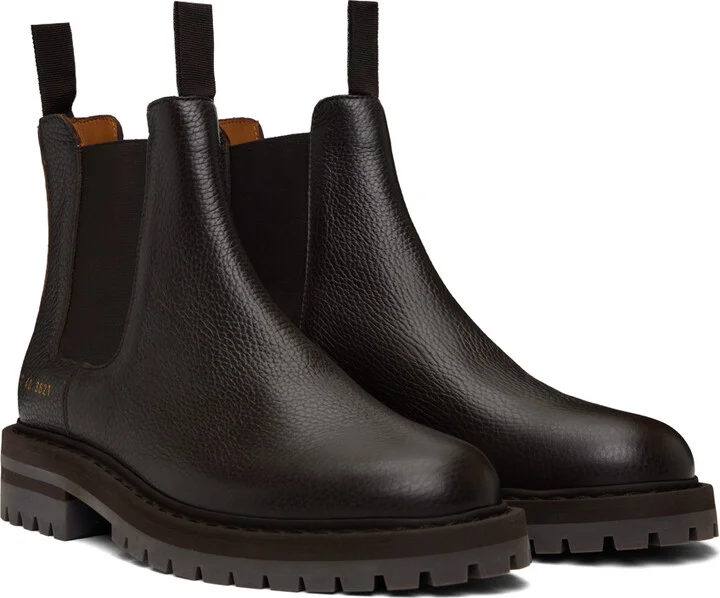 Common Projects Brown Leather Chelsea Boots - Image 4