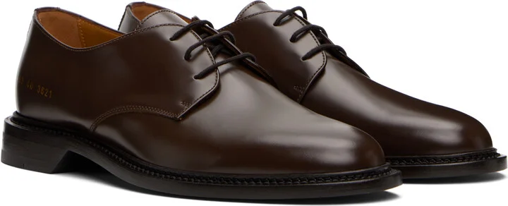 Common Projects Brown Polished Leather Derbys - Image 4