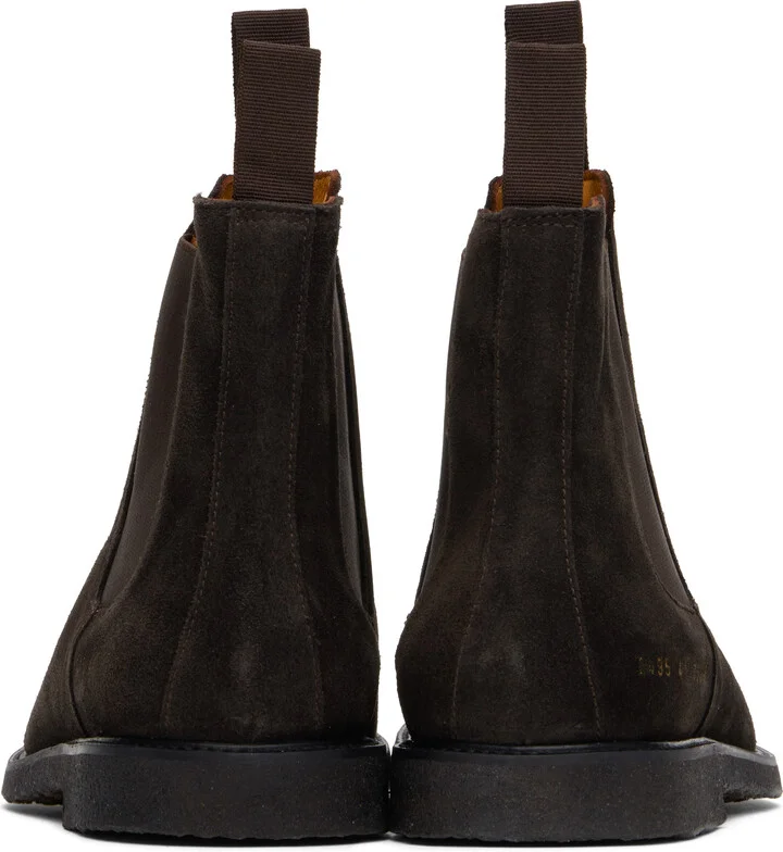 Common Projects Brown Waxed Suede Chelsea Boots - Image 2