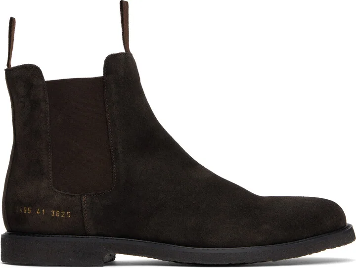 Common Projects Brown Waxed Suede Chelsea Boots