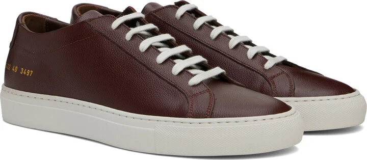 Common Projects Burgundy Achilles Contrast Bumpy Sneakers - Image 4