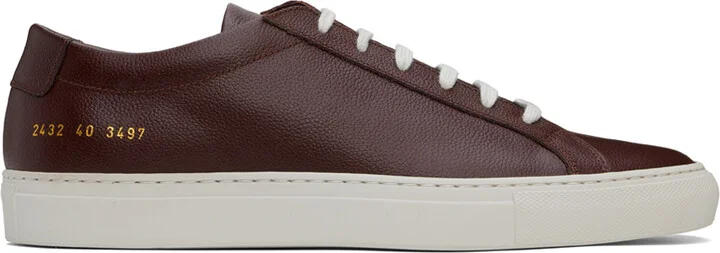 Common Projects Burgundy Achilles Contrast Bumpy Sneakers