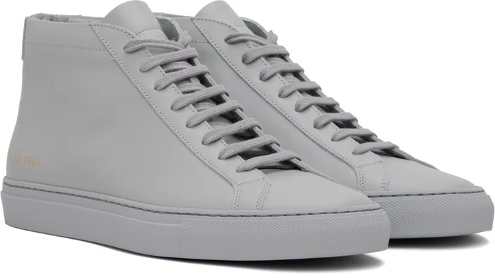 Common Projects Gray Achilles Mid Sneakers - Image 4