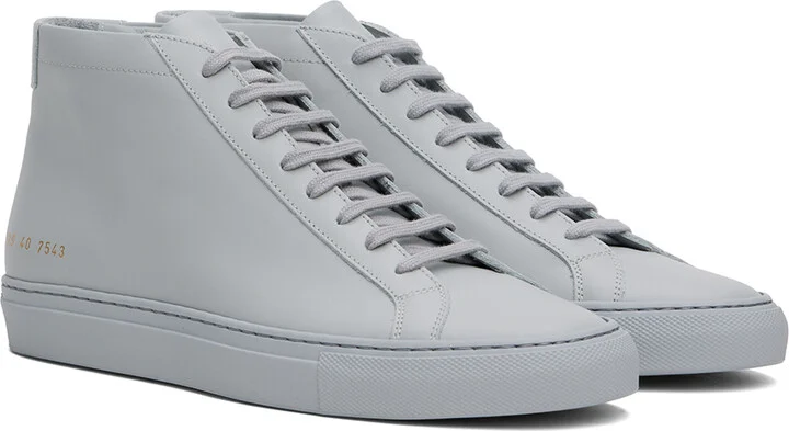 Common Projects Gray Achilles Mid Sneakers - Image 4