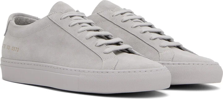 Common Projects Gray Achilles Tonal Suede Sneakers - Image 4