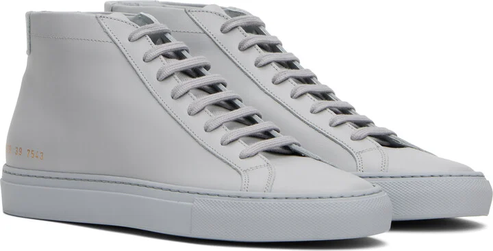Common Projects Gray Original Achilles Mid Sneakers - Image 4