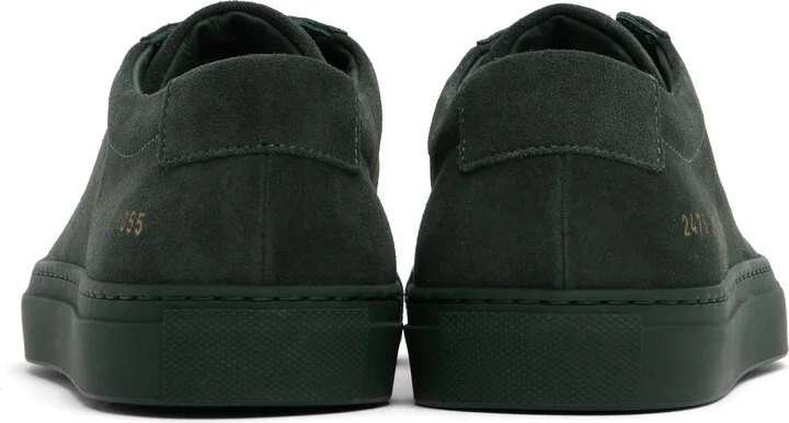 Common Projects Green Achilles Tonal Suede Sneakers - Image 2