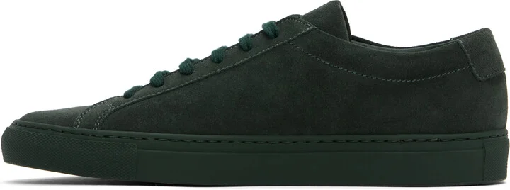 Common Projects Green Achilles Tonal Suede Sneakers - Image 3