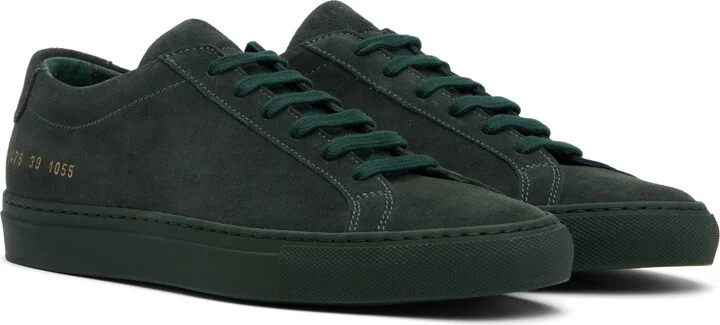 Common Projects Green Achilles Tonal Suede Sneakers - Image 4