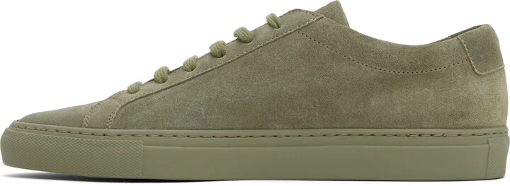 Common Projects Green Achilles Tonal Suede Sneakers - Image 3